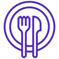 Plate with fork and knife icon